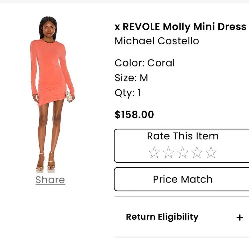 Michael Costello Molly Mini Dress in Coral - Picture 6 of 10